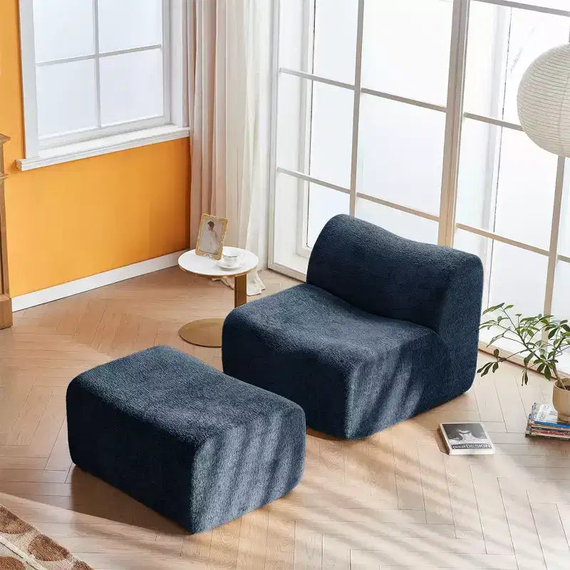 Divano Lounge Moderno in Schiuma a Compressione con Poggiapiedi, Comoda Poltrona Futon per Camera da Letto, Soggiorno, Ufficio