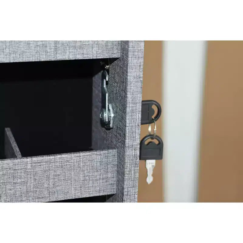 Specchio a figura intera con portagioie, Specchio da parete con serratura di sicurezza, Specchio da porta per soggiorno, cabina armadio