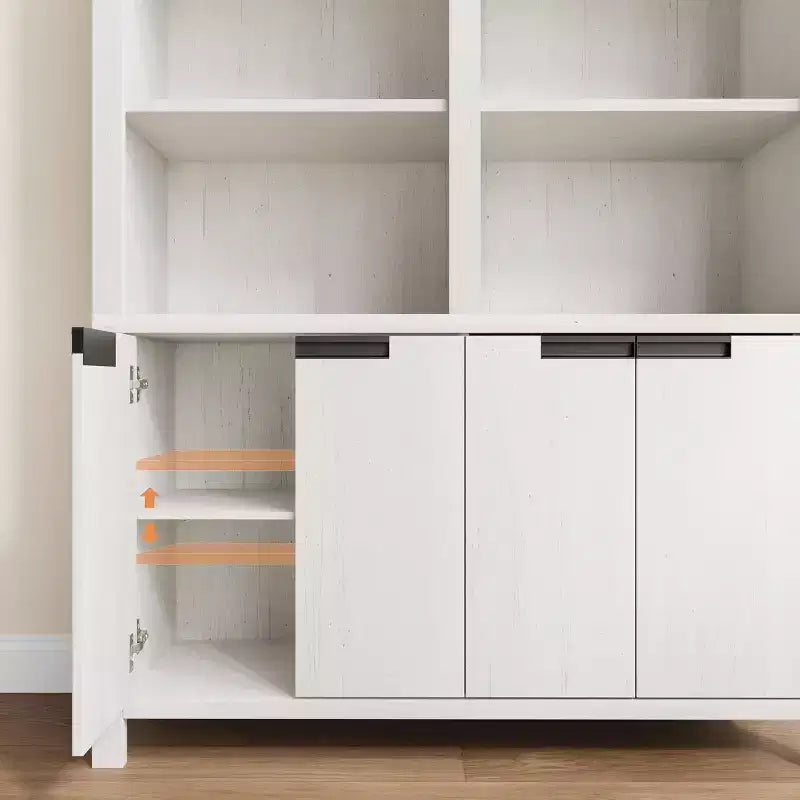 Libreria alta 179,5 cm con ante e ripiani regolabili, libreria a 5 livelli a doppia larghezza, scaffale in legno per soggiorno, ufficio, biblioteca