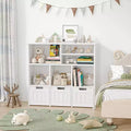 Mobiletto con 3 Cassetti Mobili e 6 Cubi, Scaffale per Bambini Libreria per Bambini con Ruote Nascoste, Organizzatore Libreria per Bambini