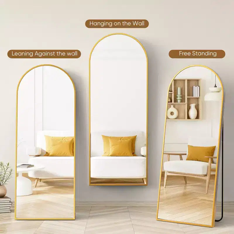 Specchio a figura intera 71*26IN rettangolare/ad arco con supporto in metallo, specchio da terra con fori per appendere, specchio da parete per camerino, negozio di abbigliamento