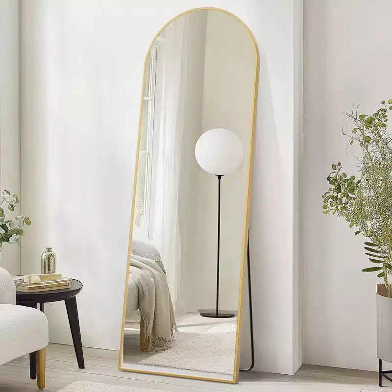 Specchio a figura intera 71*26IN rettangolare/ad arco con supporto in metallo, specchio da terra con fori per appendere, specchio da parete per camerino, negozio di abbigliamento