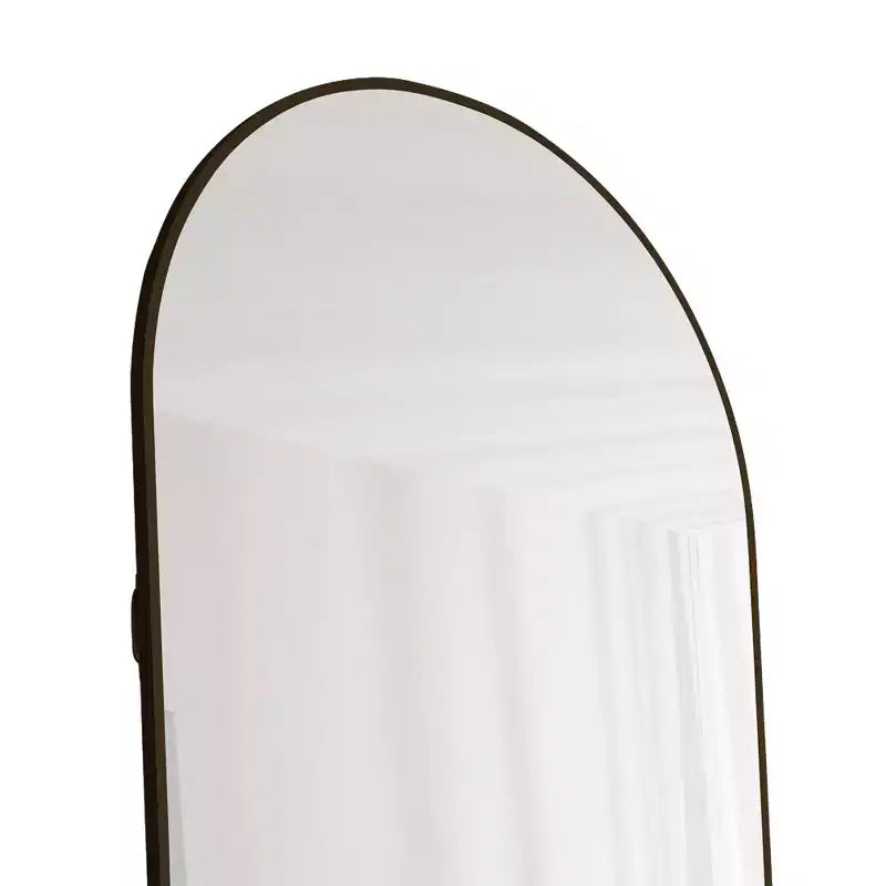 Specchio intero elegante 59*16.5 pollici con cornice in lega di alluminio, specchio da terra ad arco, specchio da pavimento per soggiorno, sala trucco, nero