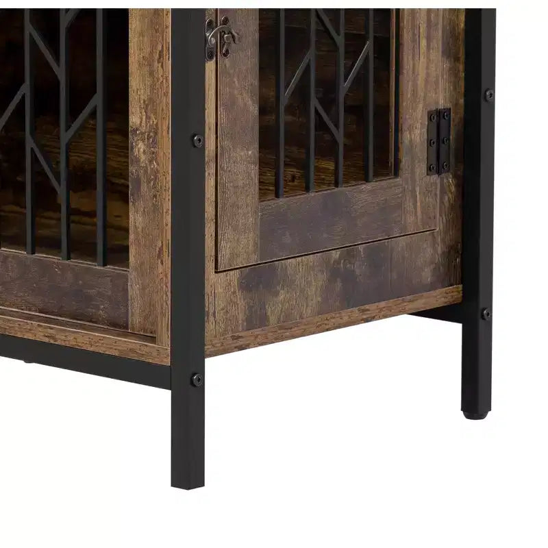 Mobile Contenitore Indipendente 2 in 1 con Credenza e Cucina, Gabbia per Cani, Kennel per Cani di Piccola Taglia fino a 18 kg, Marrone Rustico - ModernLuxe