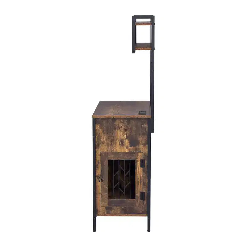 Mobile Contenitore Indipendente 2 in 1 con Credenza e Cucina, Gabbia per Cani, Kennel per Cani di Piccola Taglia fino a 18 kg, Marrone Rustico - ModernLuxe