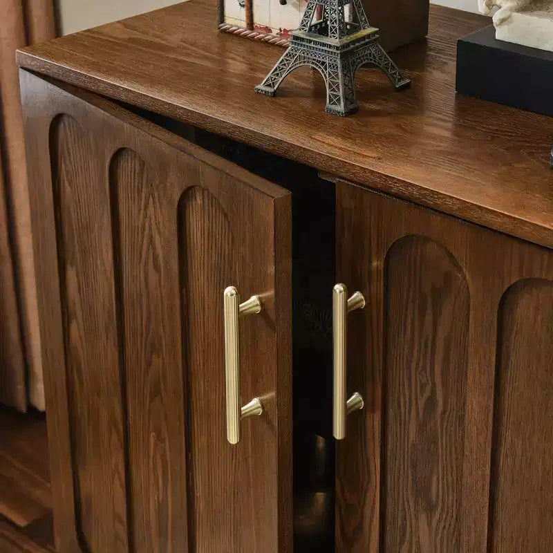 Mobile Contenitore in Legno con Ante Doppie e Piedini Mid-Century, Marrone