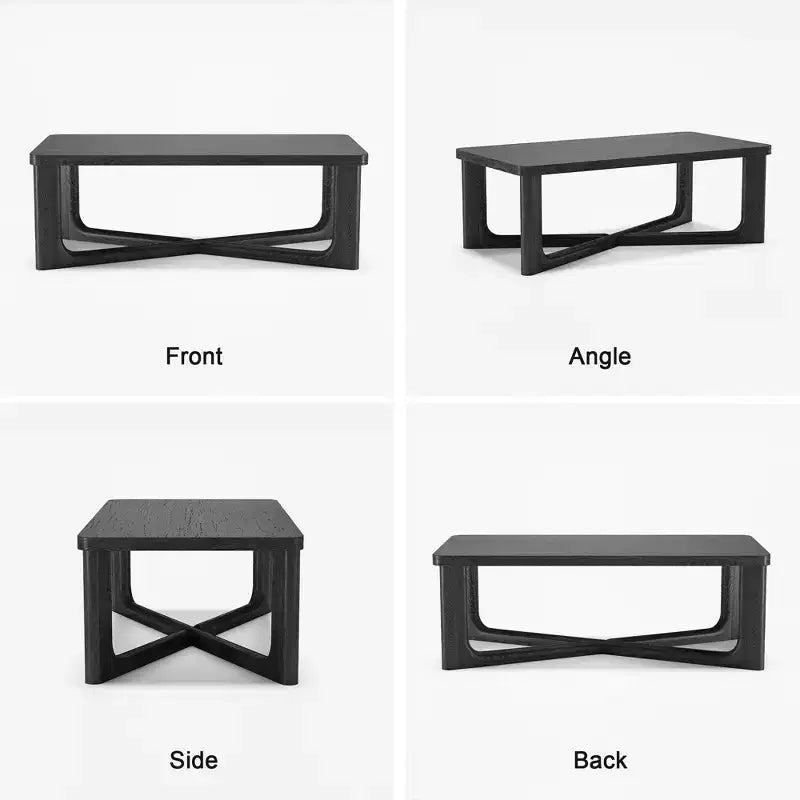 50 tavolino da caffè moderno rettangolare in legno massello stile rustico con gambe incrociate robuste, tavolino centrale per casa, ufficio, soggiorno, nero