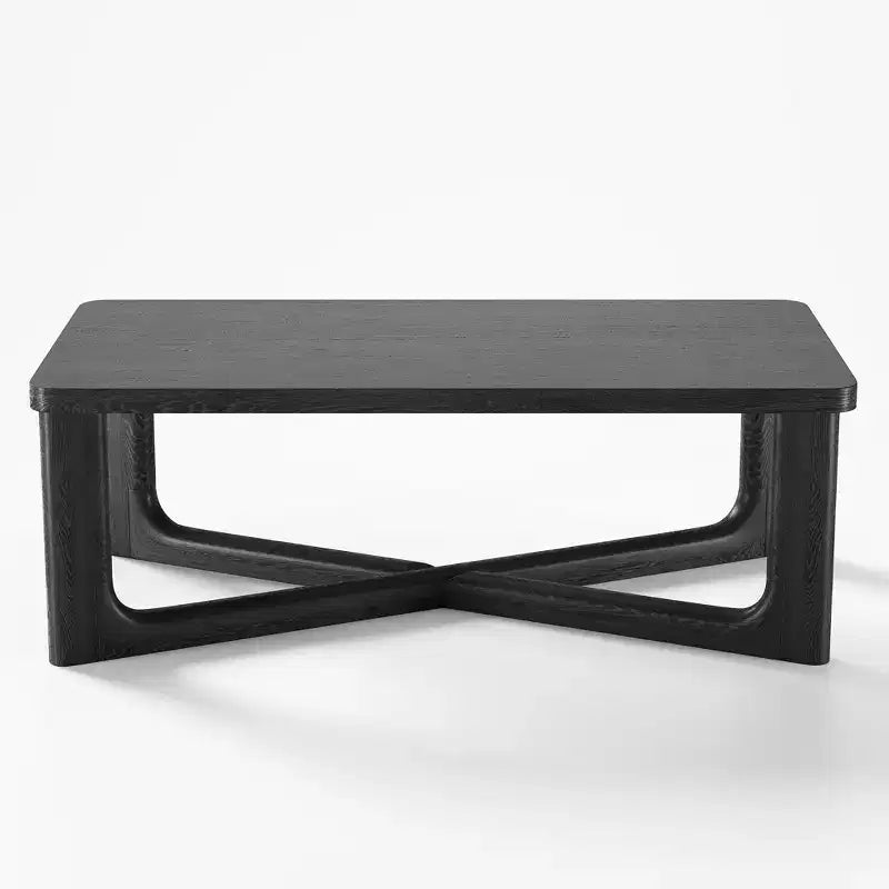 50 tavolino da caffè moderno rettangolare in legno massello stile rustico con gambe incrociate robuste, tavolino centrale per casa, ufficio, soggiorno, nero