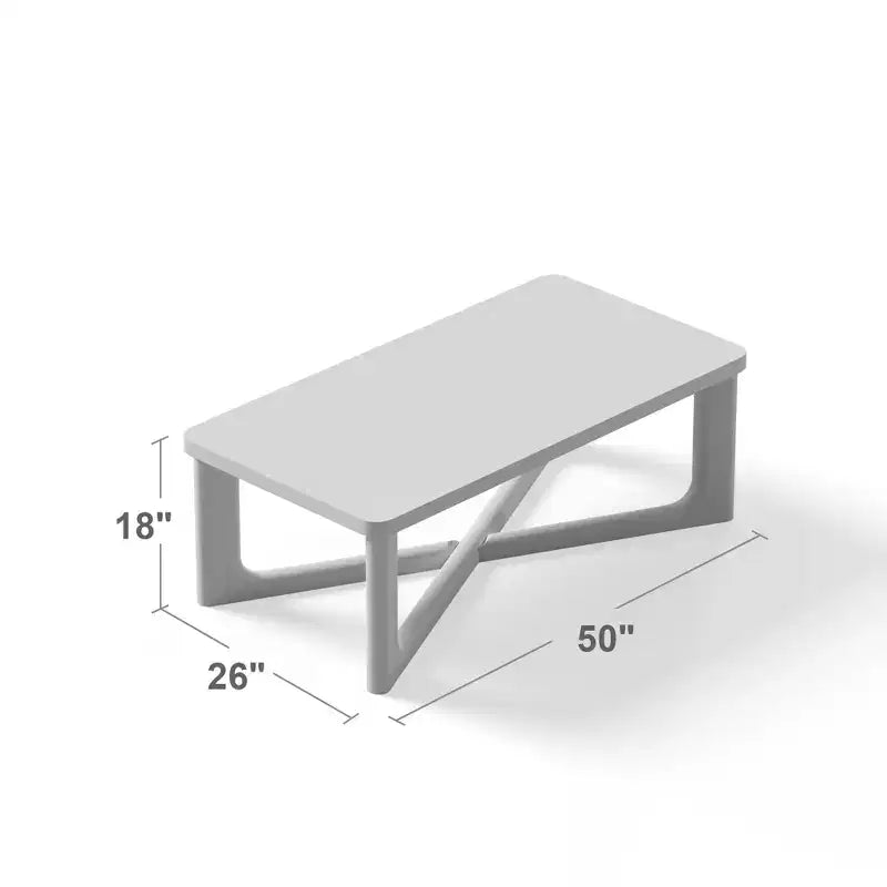 50 tavolino da caffè moderno rettangolare in legno massello stile rustico con gambe incrociate robuste, tavolino centrale per casa, ufficio, soggiorno, nero