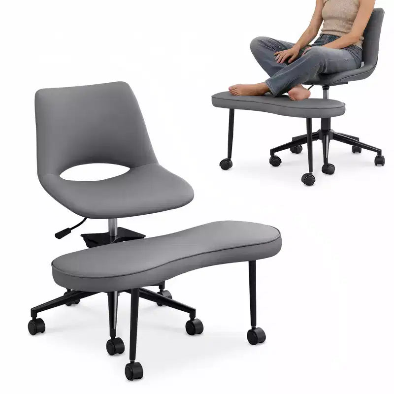 Sedia lounge a gambe incrociate ergonomica, supporto lombare alto, altezza regolabile, girevole a 360°, seduta incrociata, ruote, per meditazione, yoga, ADHD