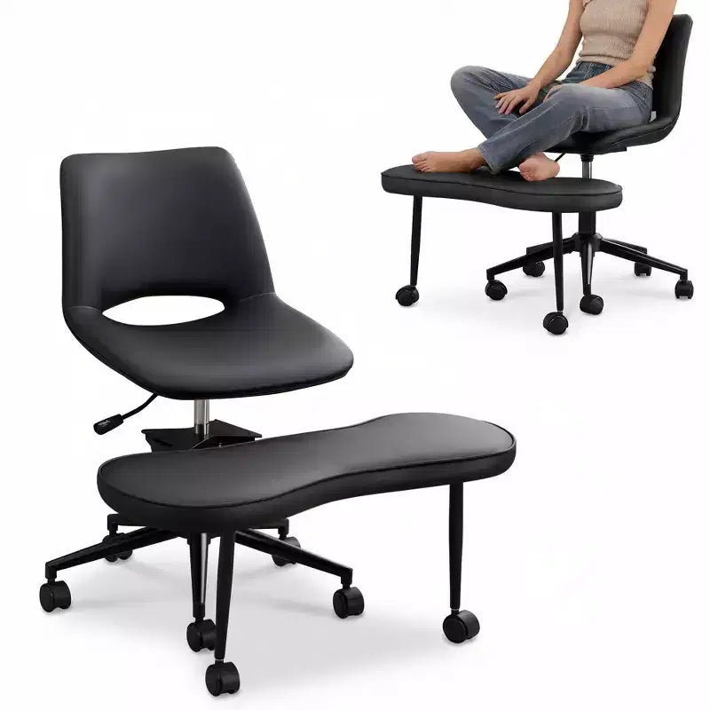 Sedia lounge a gambe incrociate ergonomica, supporto lombare alto, altezza regolabile, girevole a 360°, seduta incrociata, ruote, per meditazione, yoga, ADHD