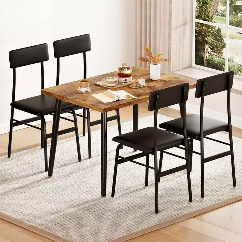 Set da Tavolo da Pranzo per 4, Set da Cucina da 5 Pezzi con 4 Sedie Imbottite, Ideale per Piccoli Spazi, Sala da Pranzo, Appartamento, Ristorante