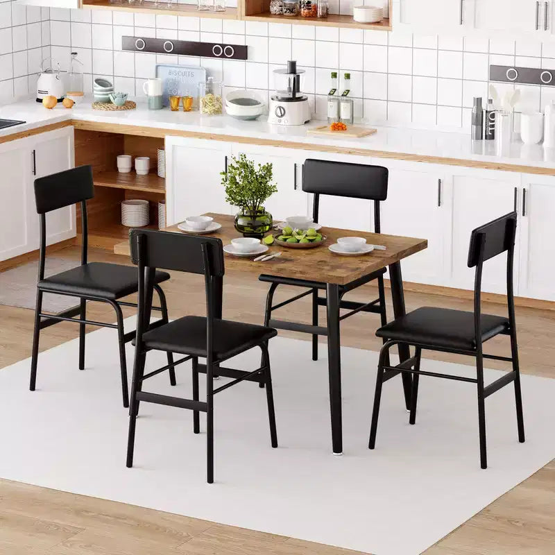 Set da Tavolo da Pranzo per 4, Set da Cucina da 5 Pezzi con 4 Sedie Imbottite, Ideale per Piccoli Spazi, Sala da Pranzo, Appartamento, Ristorante