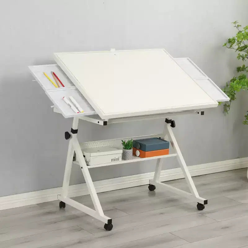 Tavolo da tavolo per puzzle in metallo e legno moderno con 4 vassoi