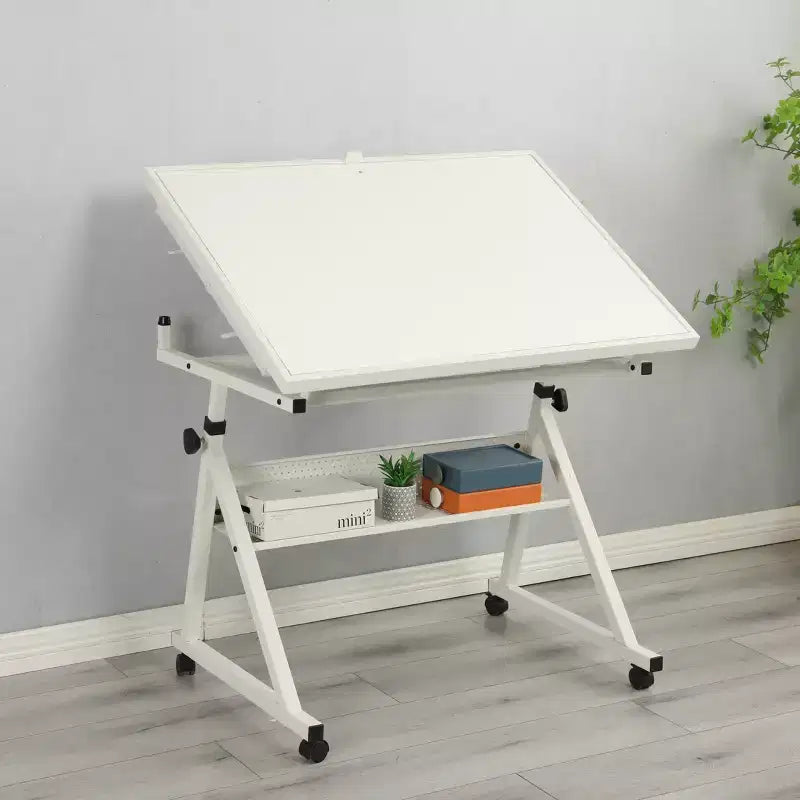 Tavolo da tavolo per puzzle in metallo e legno moderno con 4 vassoi