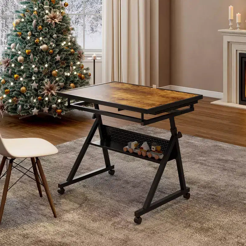 Tavolo da tavolo per puzzle in metallo e legno moderno con 4 vassoi