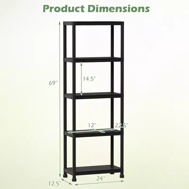 1/2 pz Scaffali Portatutto a 3/4/5 Ripiani in Plastica Robusta, Scaffale Organizzatore Multiuso per Dispensa Nero