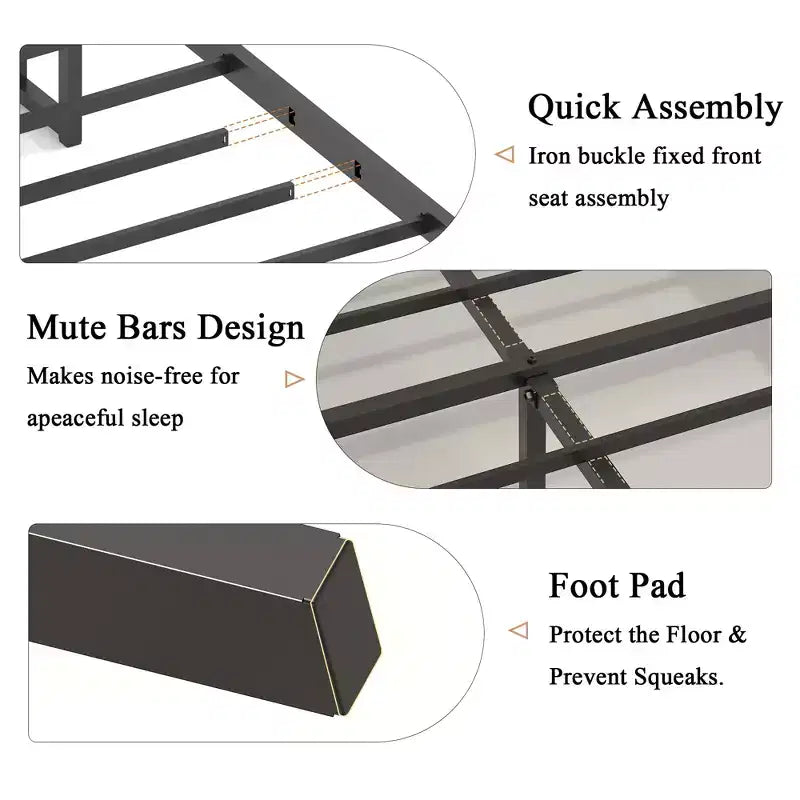 Letto a piattaforma matrimoniale/Queen/King con testiera imbottita, giroletto in legno con contenitore e 2 porte USB, ampio contenitore sotto il letto, marrone