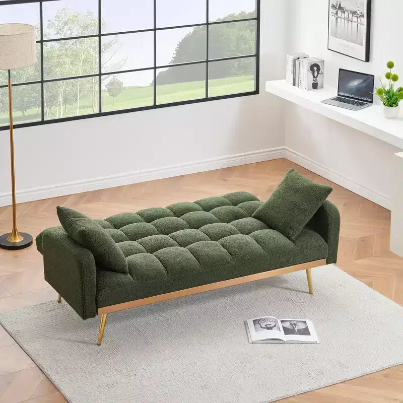 Divano letto moderno in legno con orsetto e schienale regolabile, modello 69