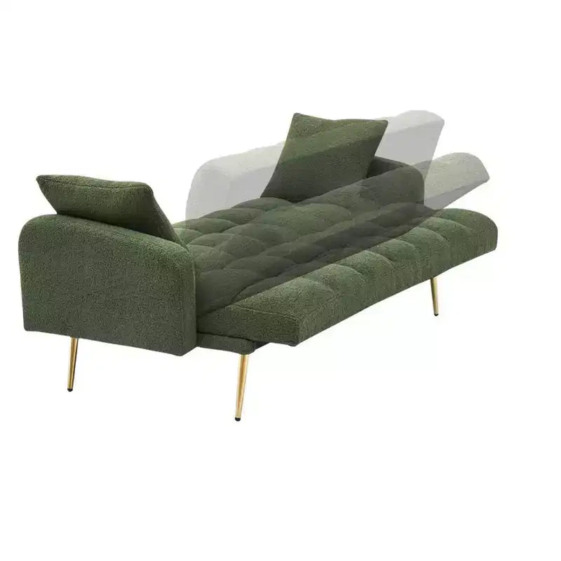 Divano letto moderno in legno con orsetto e schienale regolabile, modello 69