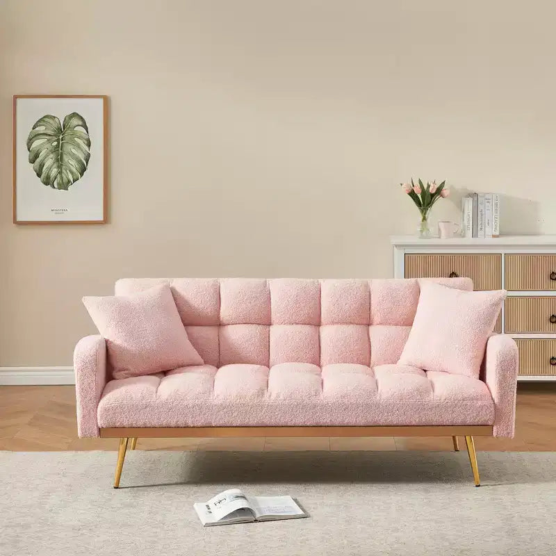 Divano letto moderno in legno con orsetto e schienale regolabile, modello 69