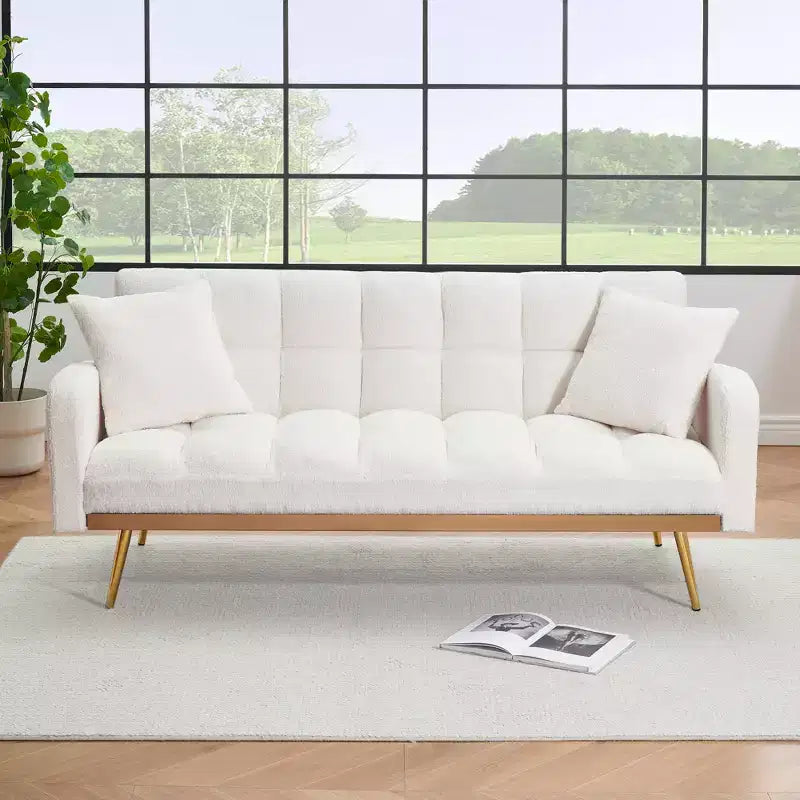 Divano letto moderno in legno con orsetto e schienale regolabile, modello 69