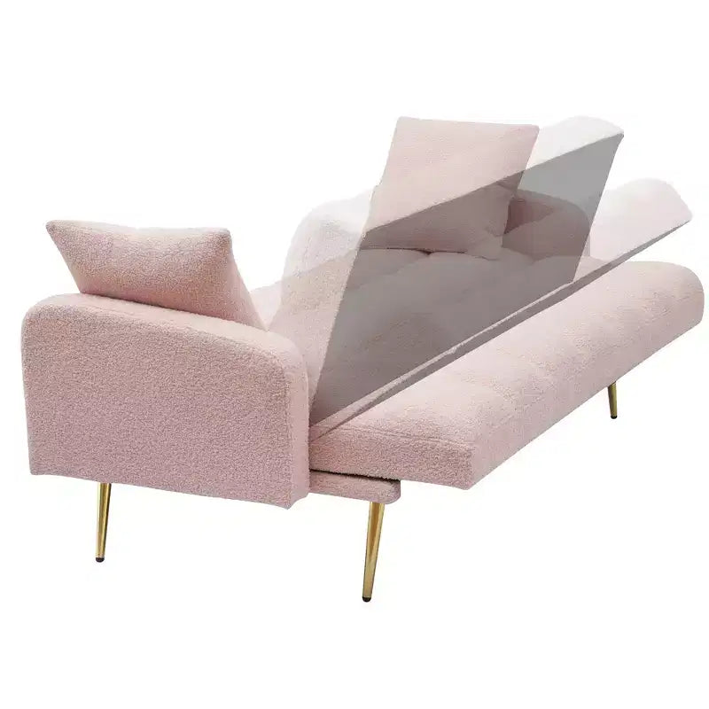 Divano letto moderno in legno con orsetto e schienale regolabile, modello 69