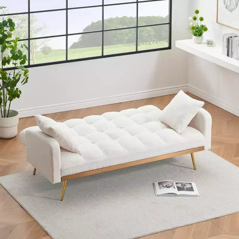 Divano letto moderno in legno con orsetto e schienale regolabile, modello 69