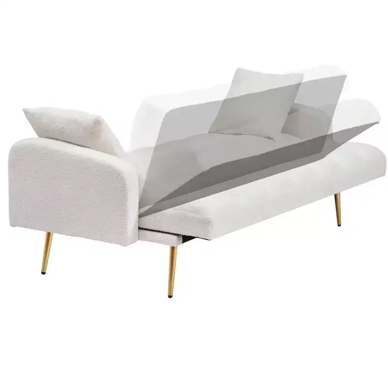 Divano letto moderno in legno con orsetto e schienale regolabile, modello 69