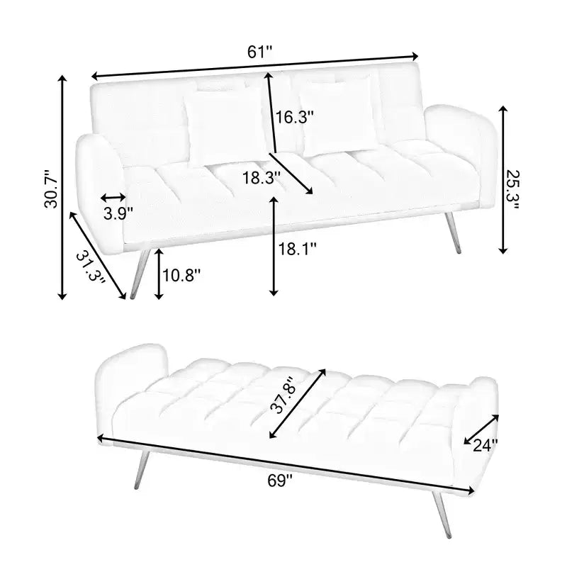 Divano letto moderno in legno con orsetto e schienale regolabile, modello 69