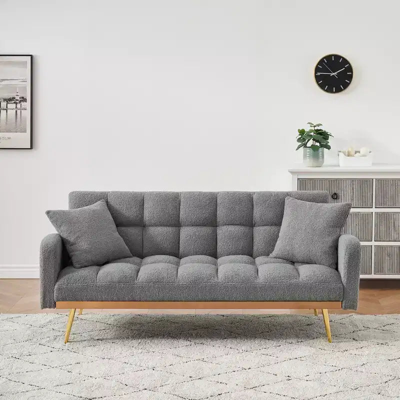 Divano letto moderno in legno con orsetto e schienale regolabile, modello 69