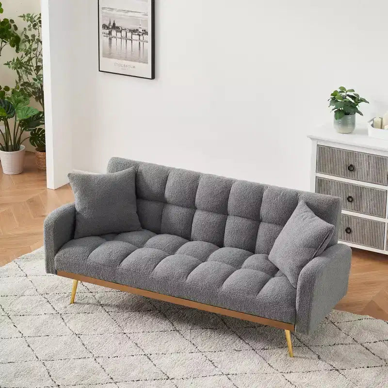 Divano letto moderno in legno con orsetto e schienale regolabile, modello 69