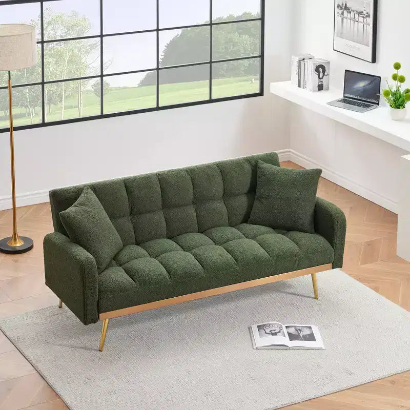 Divano letto moderno in legno con orsetto e schienale regolabile, modello 69