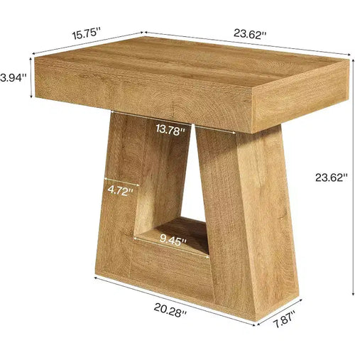Set di 2 tavolini moderni da 60 cm, tavolino stretto a 2 ripiani in legno con base a trapezio per soggiorno, camera da letto, colore legno naturale