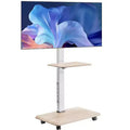 Rolling Mobile TV Cart for 32-70 Inch TVs with Height Adjustable Swivel Mount and Media Tray