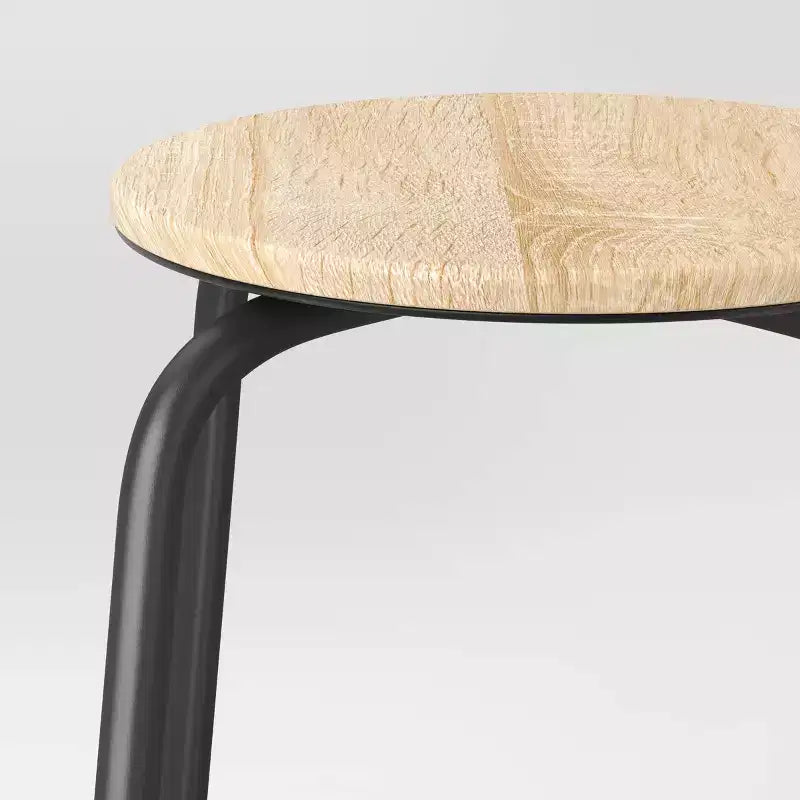 Set di 2 sgabelli da bar senza schienale altezza bancone con base in legno e metallo, 61 cm, colore naturale - Room Essentials™