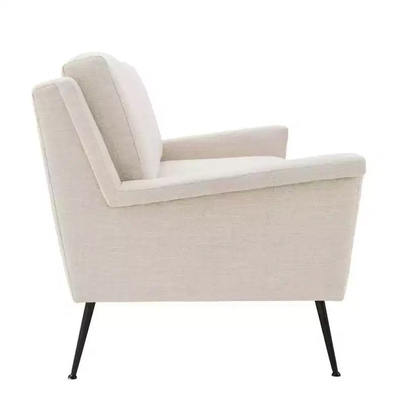 Divano in Tessuto Nero/Beige - Rivestimento in Poliestere, Struttura in Metallo, Stile Moderno, 3 Posti