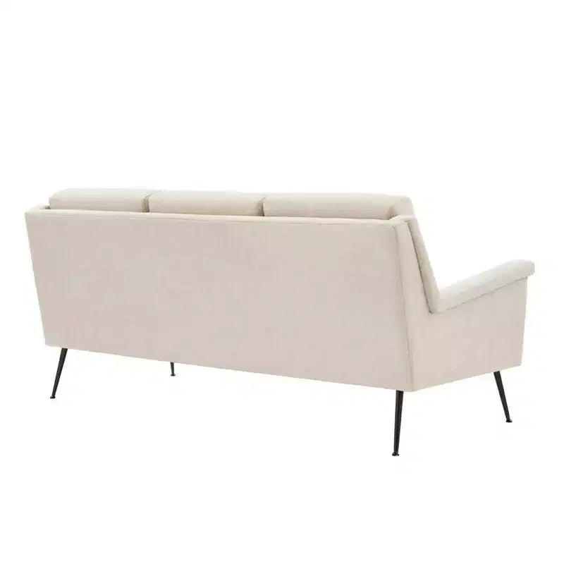 Divano in Tessuto Nero/Beige - Rivestimento in Poliestere, Struttura in Metallo, Stile Moderno, 3 Posti