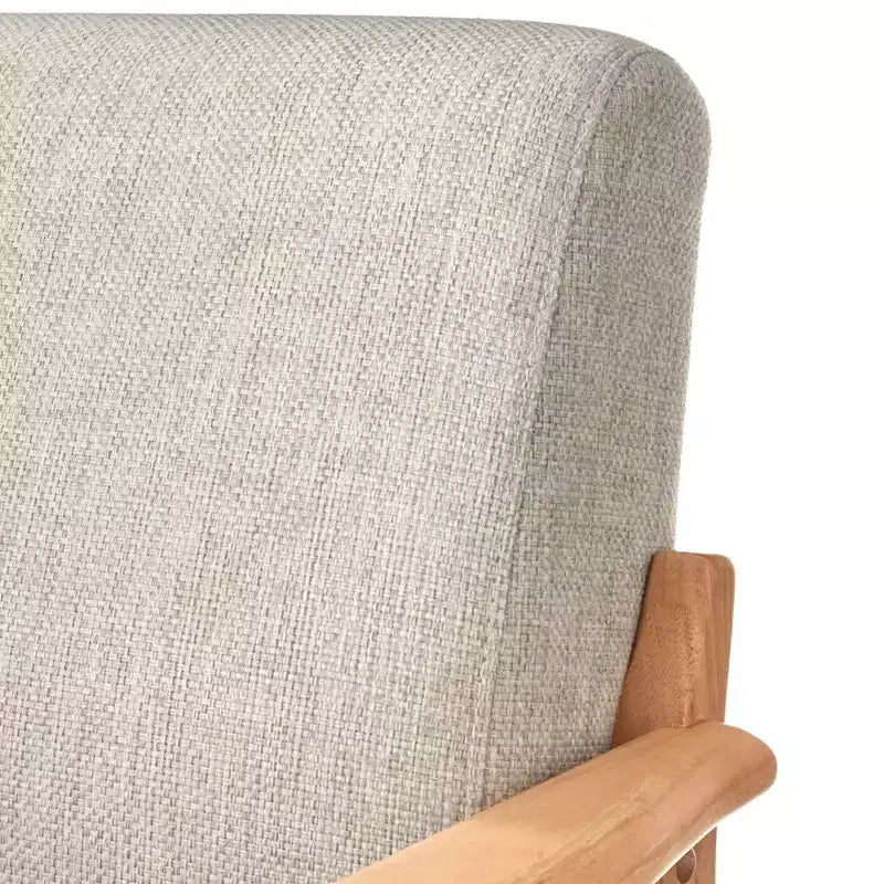 Poltrona d'Appoggio Imbottita con Struttura in Legno Massello Naturale/Beige