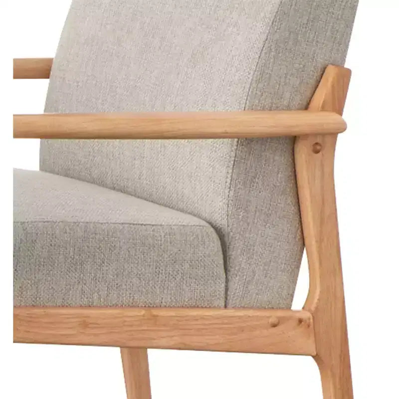 Poltrona d'Appoggio Imbottita con Struttura in Legno Massello Naturale/Beige