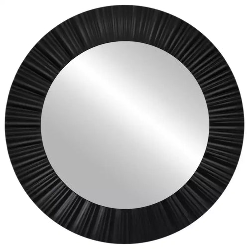 Northlight 20 Black Contemporary Fluted Round Mirror Wall Decor