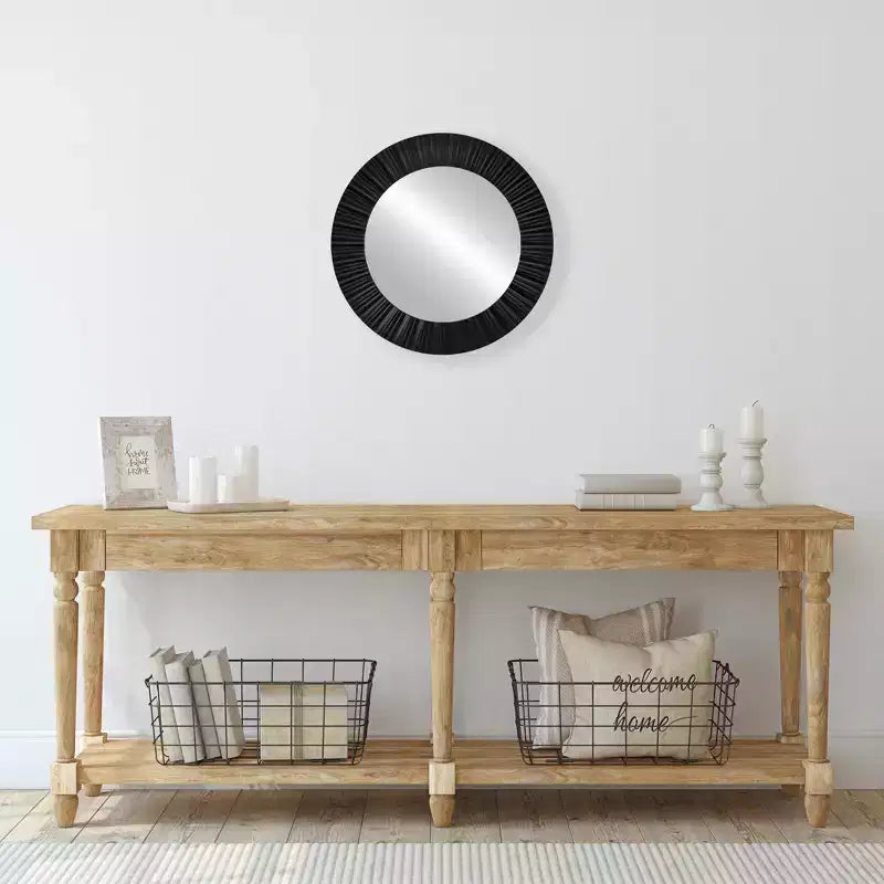 20 Decorazioni da parete con specchio rotondo nero contemporaneo scanalato