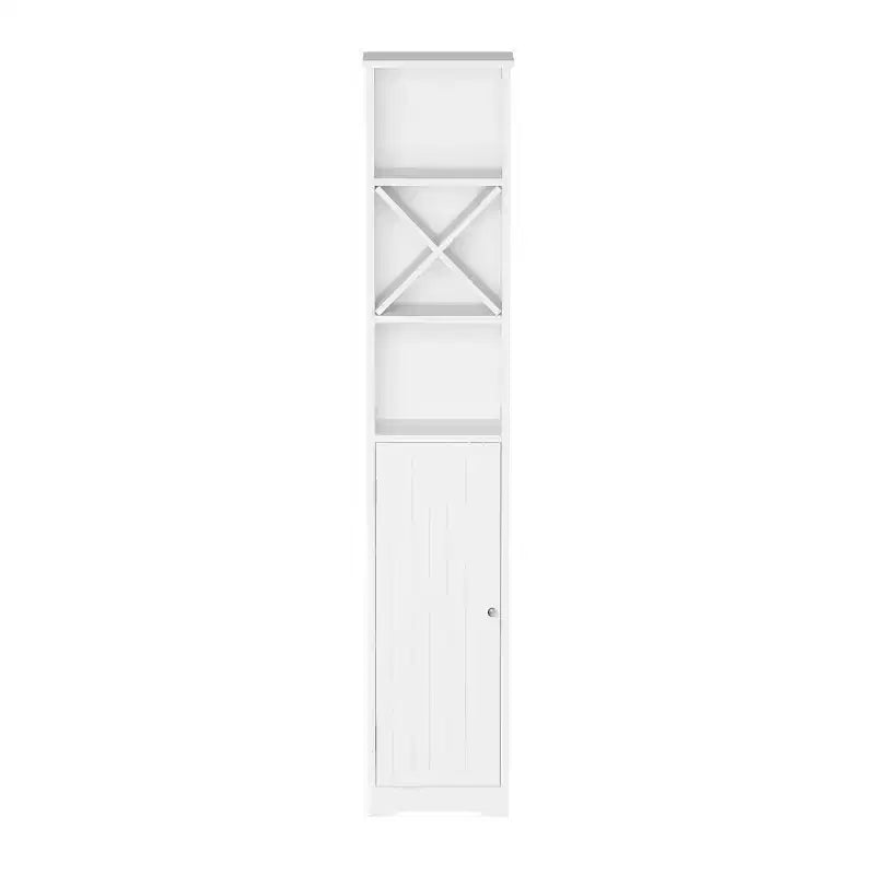 Hastings Home 67-Inch Tall Linen Tower Cupboard with Cubbyhole Divider and Adjustable Shelves