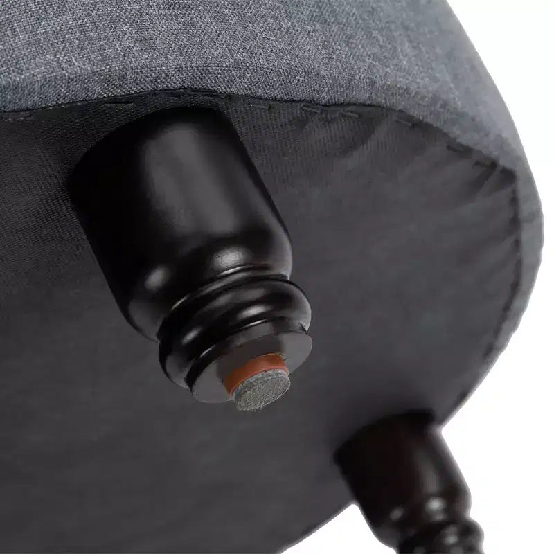 Poggiapiedi Pouf Contenitore Rotondo in Tessuto Effetto Lino, con Bottone Trapuntato e Coperchio Rimovibile, per Soggiorno, Ingresso o Camera da Letto, grigio