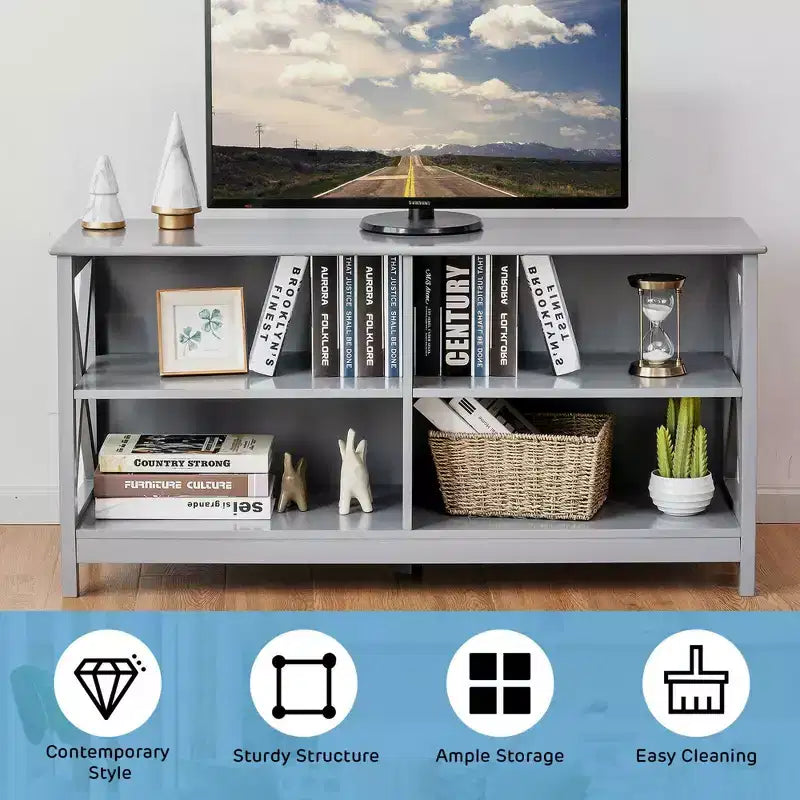Mobile TV per centri multimediali e TV fino a 55'' con ripiani portaoggetti marrone/grigio/bianco