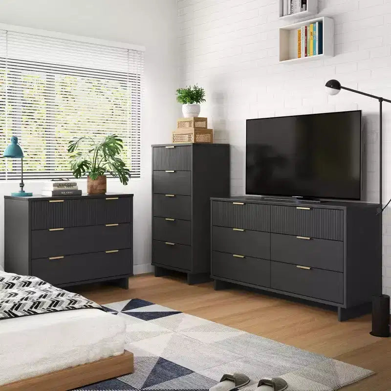 Set Camera da Letto 3 Pezzi Granville con Comò Singolo e Comò Doppio