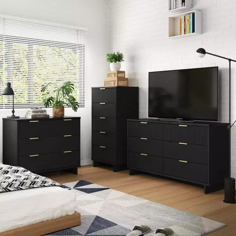 Set Camera da Letto 3 Pezzi Granville con Comò Singolo e Comò Doppio