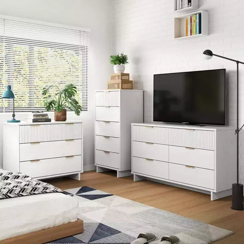 Set Camera da Letto 3 Pezzi Granville con Comò Singolo e Comò Doppio