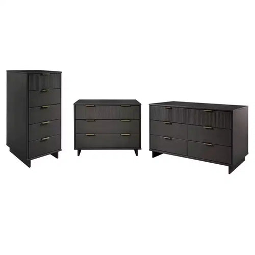 Manhattan Comfort 3pc Granville Chest with Single Dresser and Double Dresser Bedroom Set