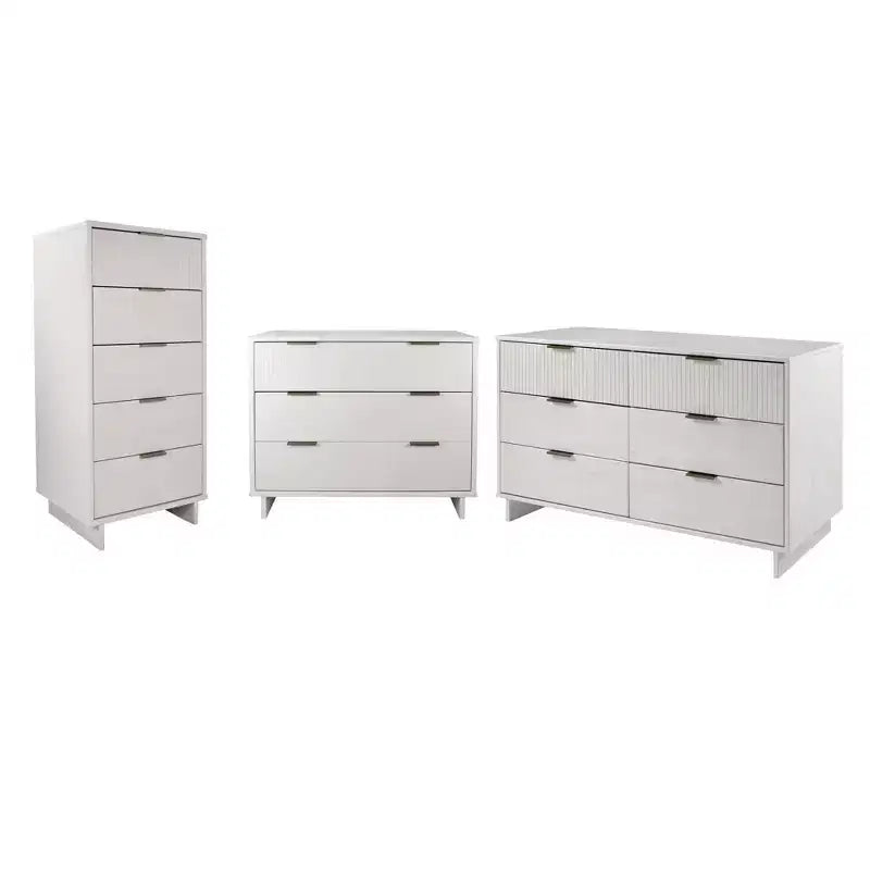 Set Camera da Letto 3 Pezzi Granville con Comò Singolo e Comò Doppio